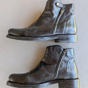 Hundred 100 Italian Double-Zip Black Leather Boots
